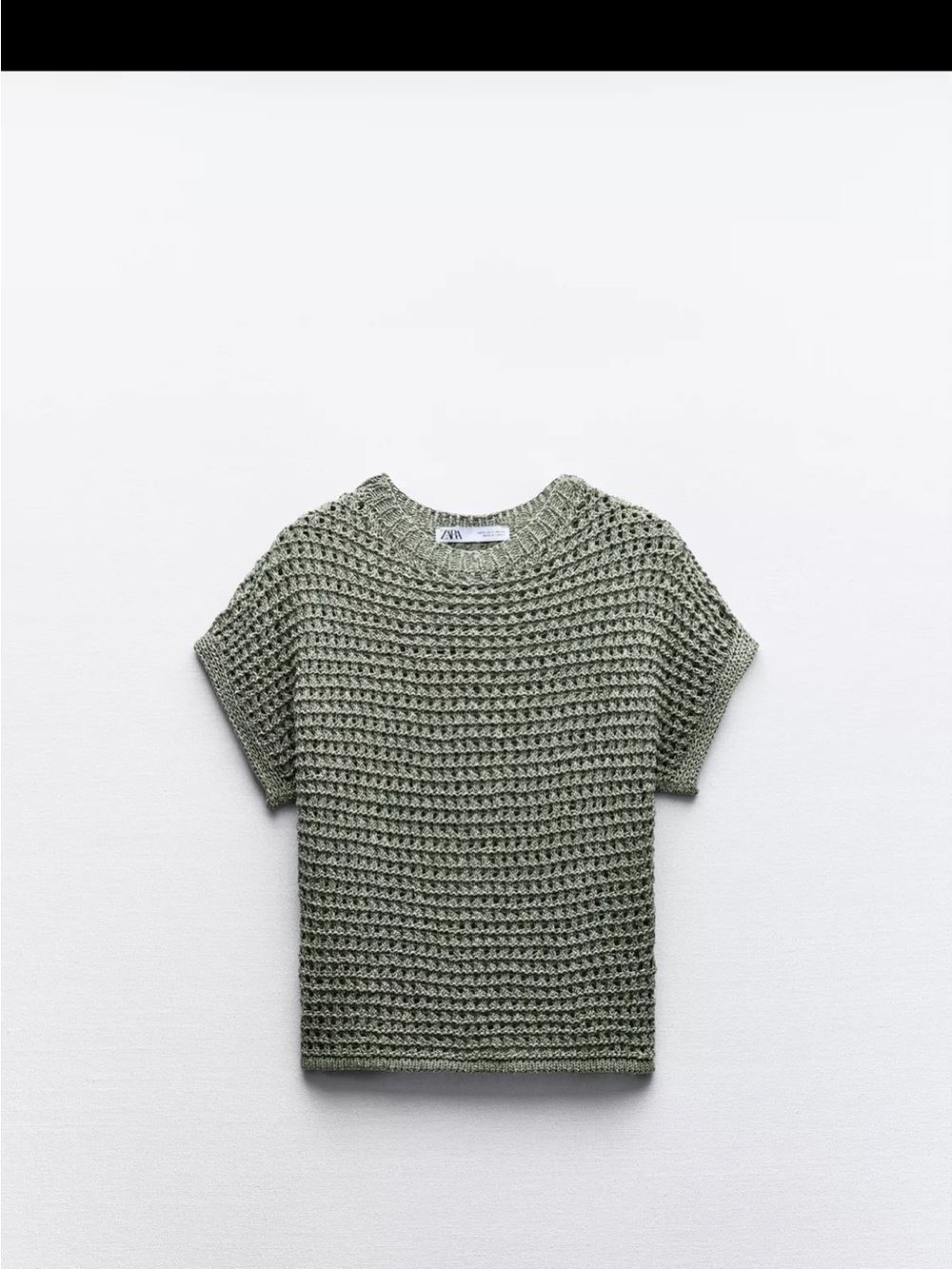 Zara Short-Sleeve Waffle Knit- Olive Green